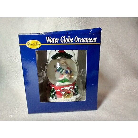 Water Snow Globe Santa & Toy Sack & Tree Ornament Glass * New In Box * - Picture 6 of 6